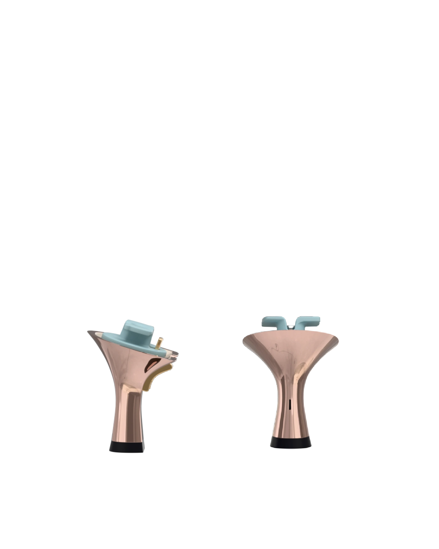 Flare Stiletto Heel Kit 3 Coal Metallic, back view. Pashion convertible heels go from heel to flat and are customizable with interchangeable heel kits.