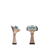 Flare Stiletto Heel Kit 4 Coal Metallic, 4-inch interchangeable flare stiletto heel, side view. Pashion convertible heels go from heel to flat and are customizable with interchangeable heel kits.