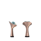 Flare Stiletto Heel Kit 4 Coal Metallic, back view. Pashion convertible heels go from heel to flat and are customizable with interchangeable heel kits.