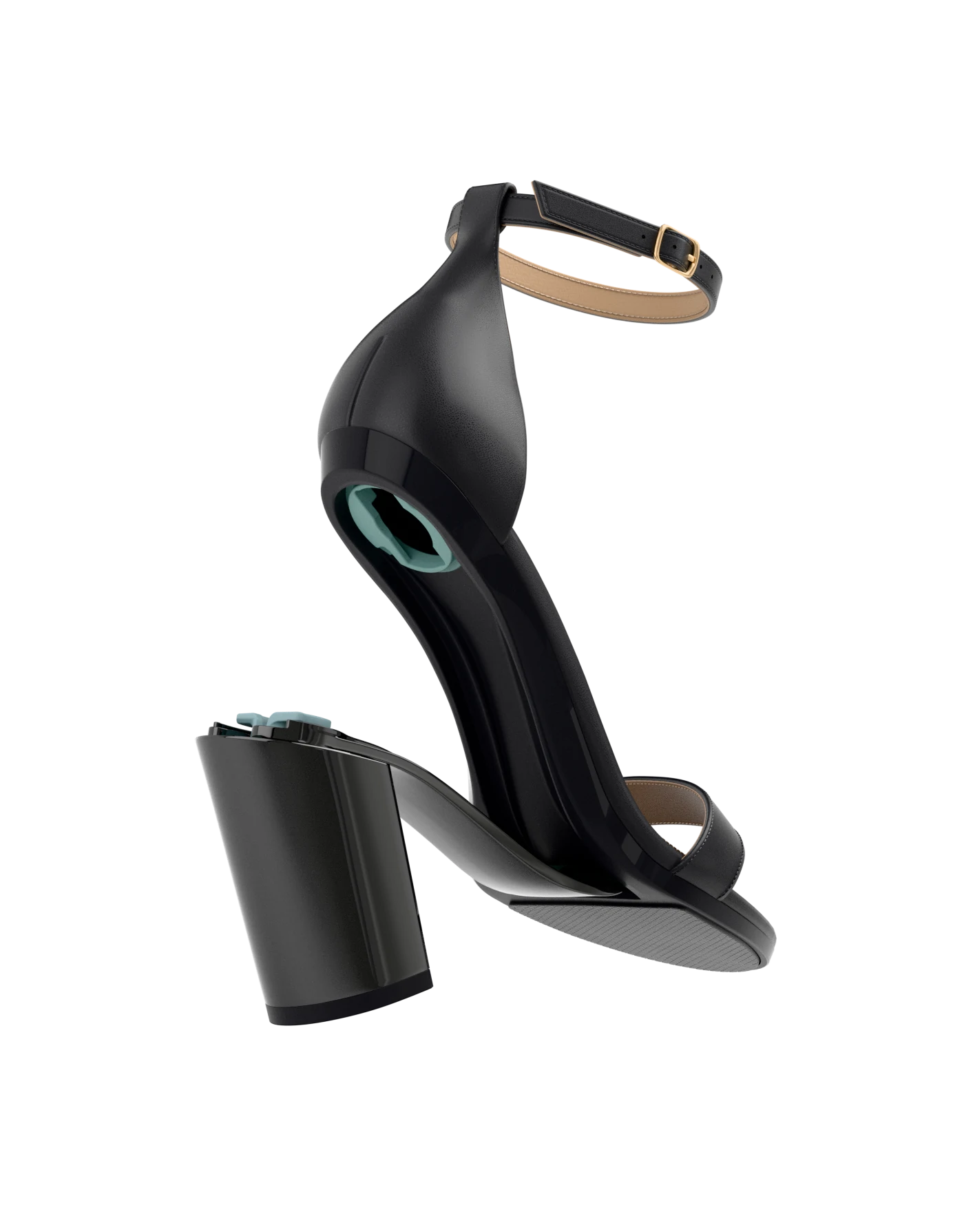 Stelo - Coal Metallic, detail view. Pashion convertible heels go from heel to flat and are customizable with interchangeable heel kits.