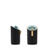 Cylinder Block Heel Kit 4 Coal Pashion Monogram Embroidery, 4-inch interchangeable cylinder block heel. Pashion convertible heels go from heel to flat and are customizable with interchangeable heel kits.