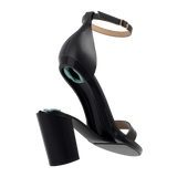 Stelo - Coal Black, detail view. Pashion convertible heels go from heel to flat and are customizable with interchangeable heel kits.