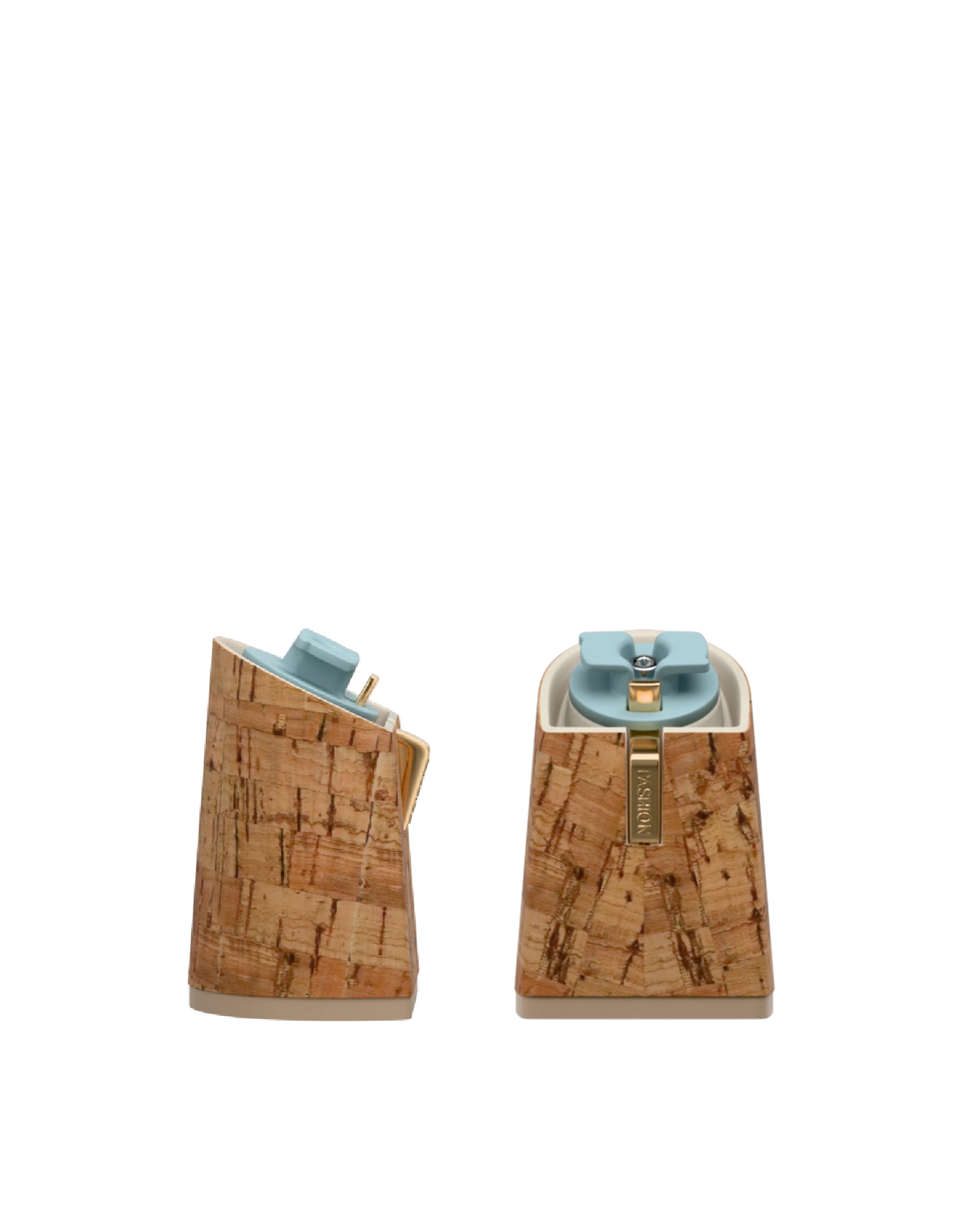 Flare Block Heel Kit 4 Cork, 4-inch interchangeable flare block heel. Pashion convertible heels go from heel to flat and are customizable with interchangeable heel kits.