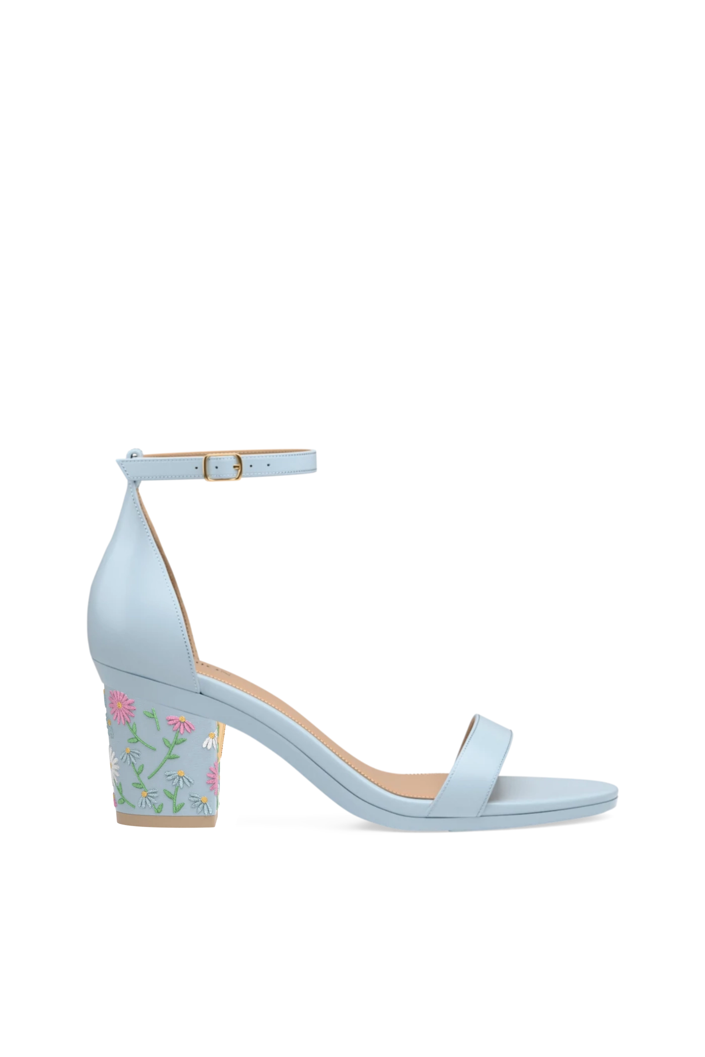 Block Heel Kit 3 Baby Blue Daisy Embroidery