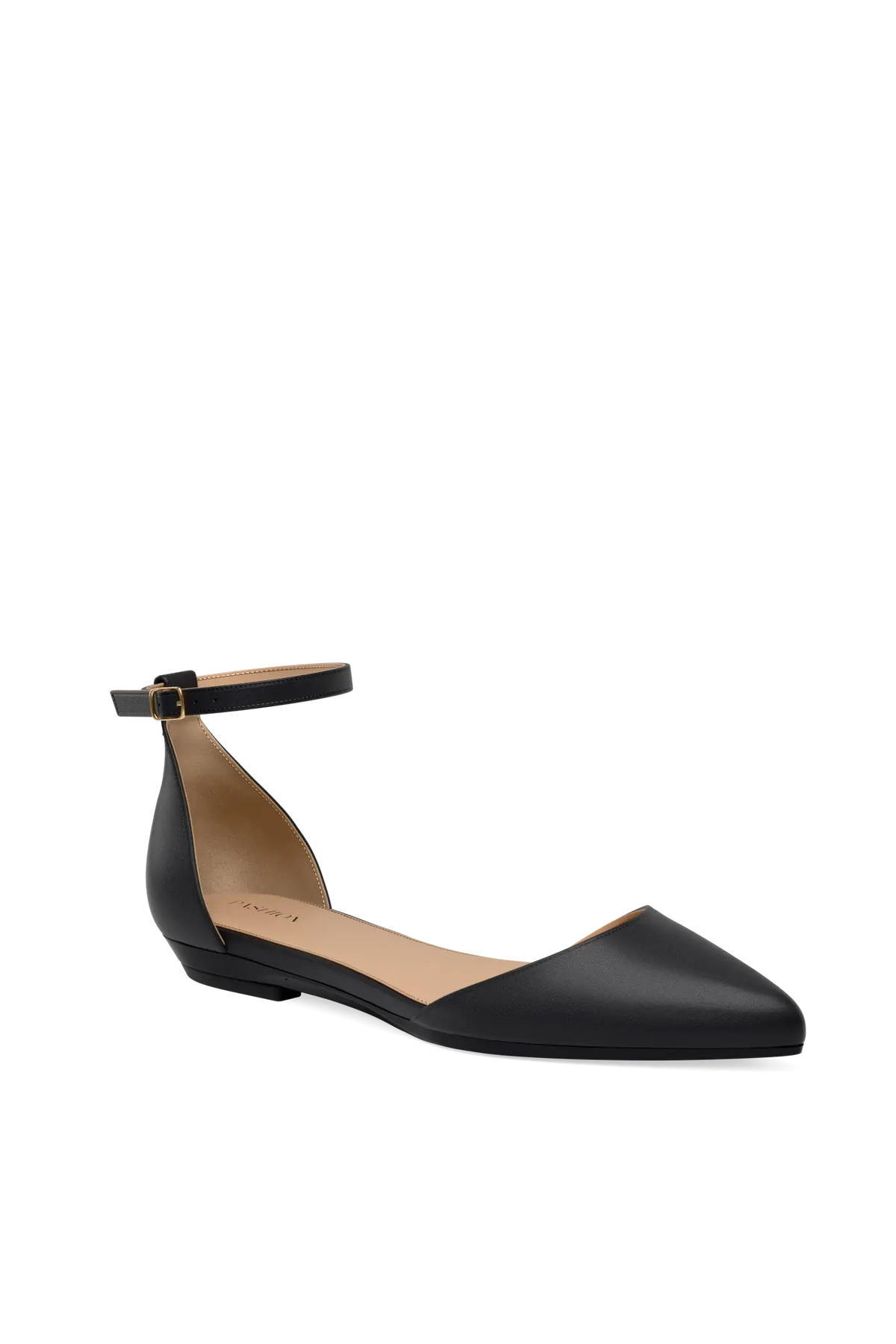 The D'Orsay Wide Width - Coal Leather Flat