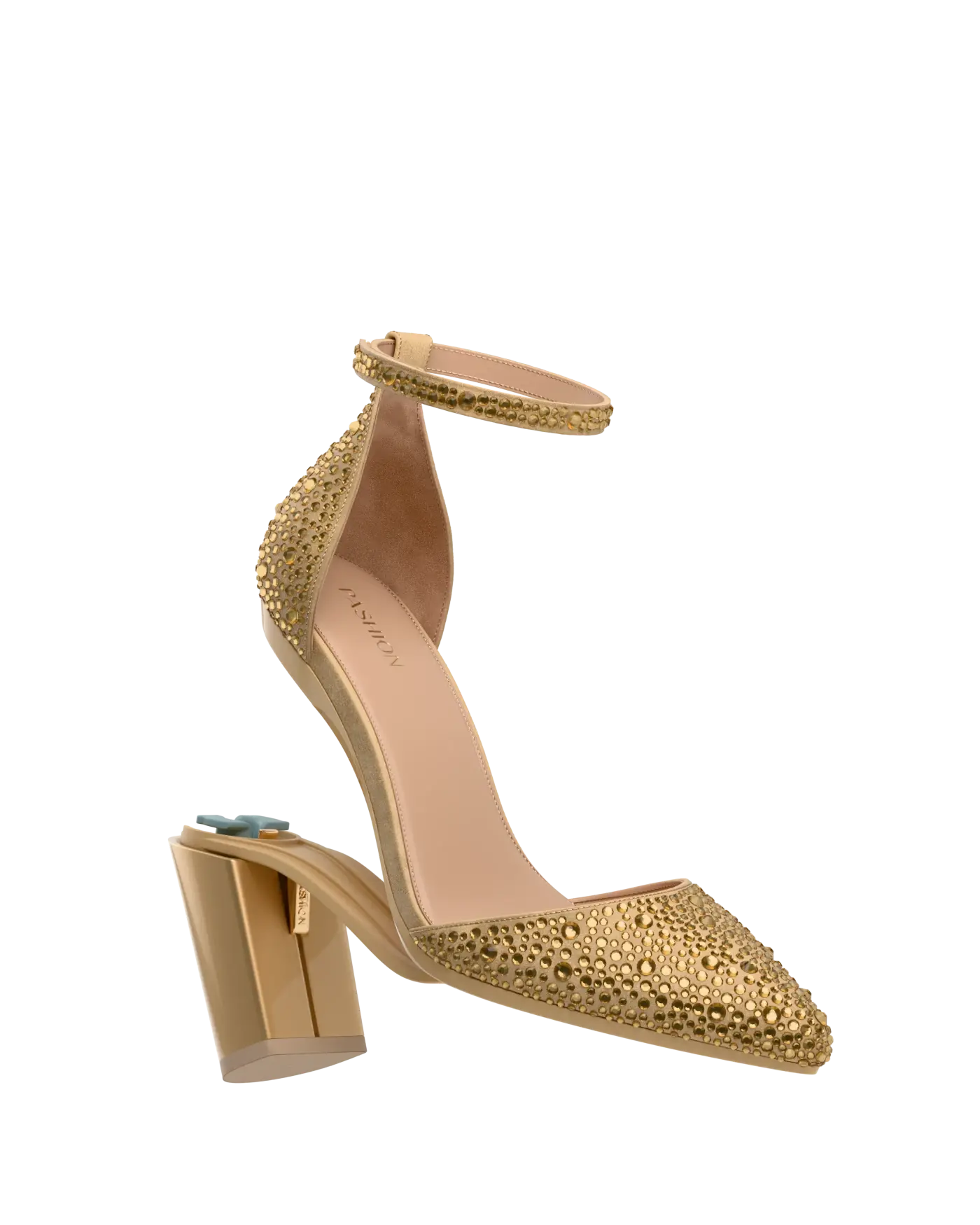 Diana D'Orsay - Gold Mixed Rhinestone 4 Block
