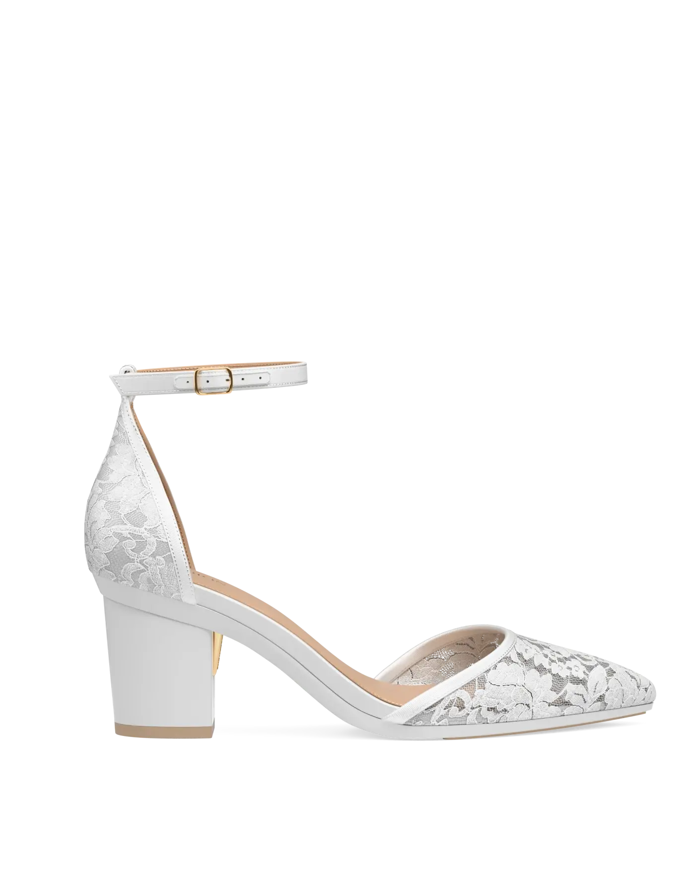Diana D'Orsay - White Satin Lace + Block Heel Kit 3 White