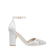 Diana D'Orsay - White Satin Lace + Block Heel Kit 4 White