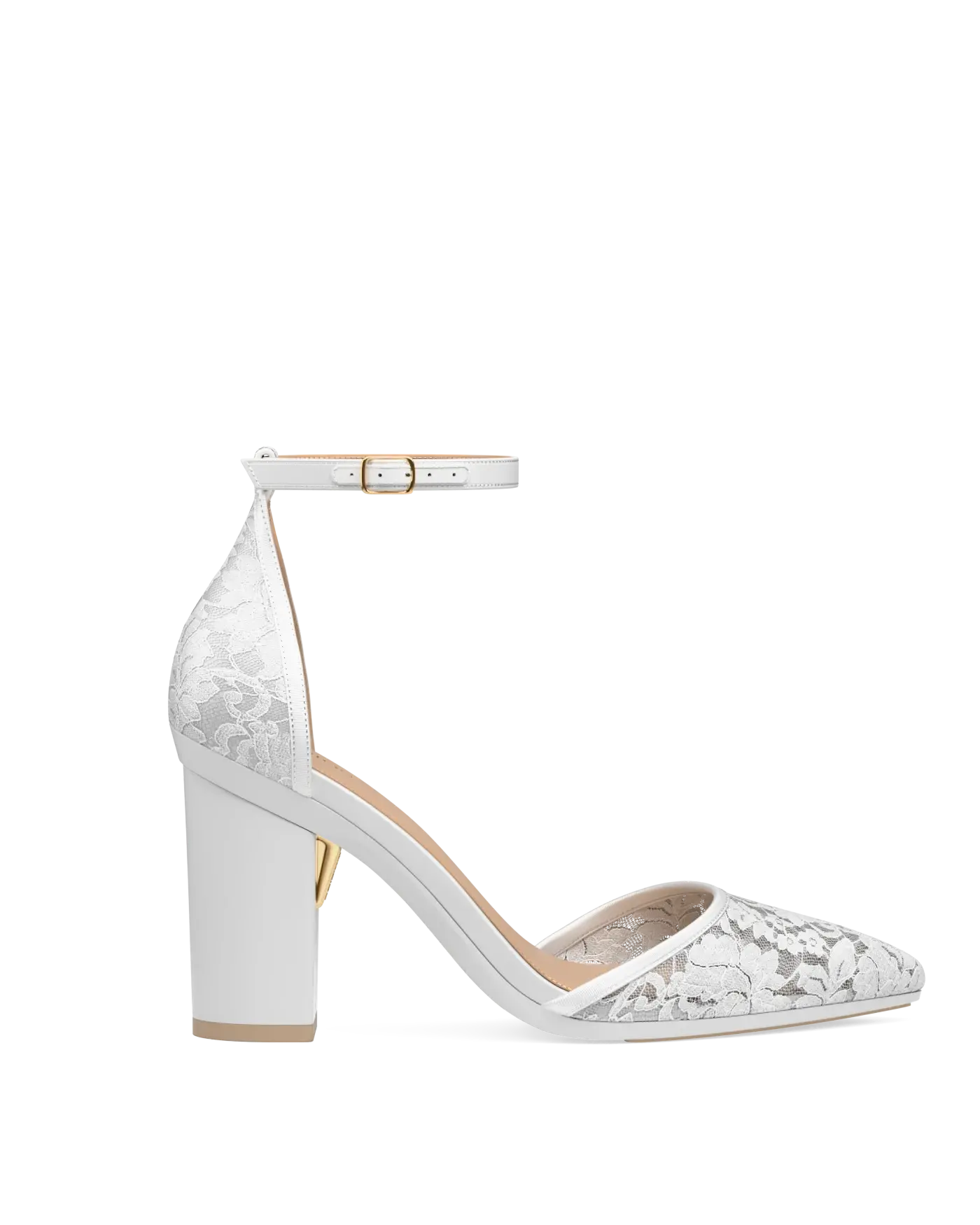 Diana D'Orsay - White Satin Lace + Block Heel Kit 4 White