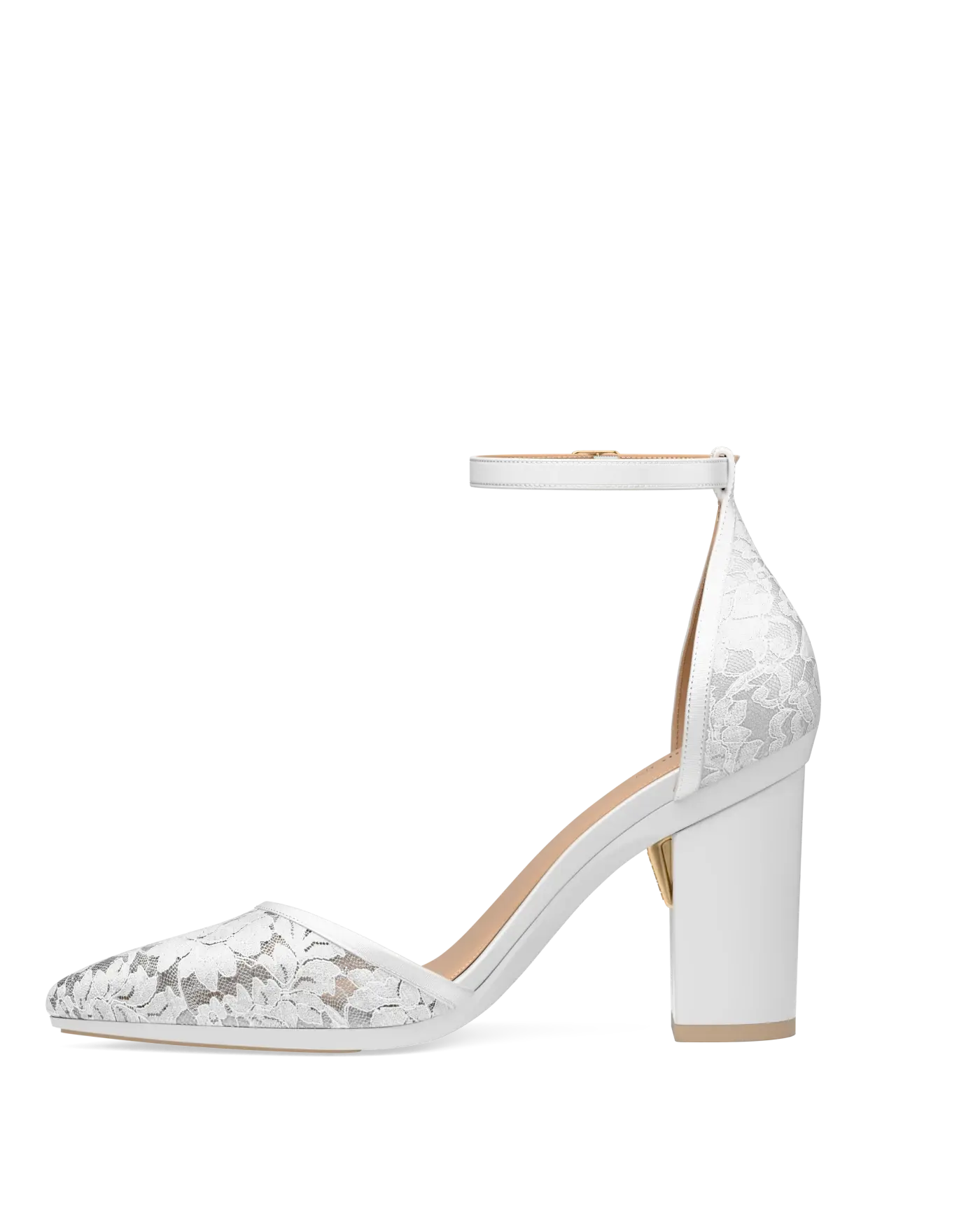 Diana D'Orsay - White Satin Lace + Block Heel Kit 4 White