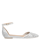 Diana D'Orsay - White Satin Lace Flat