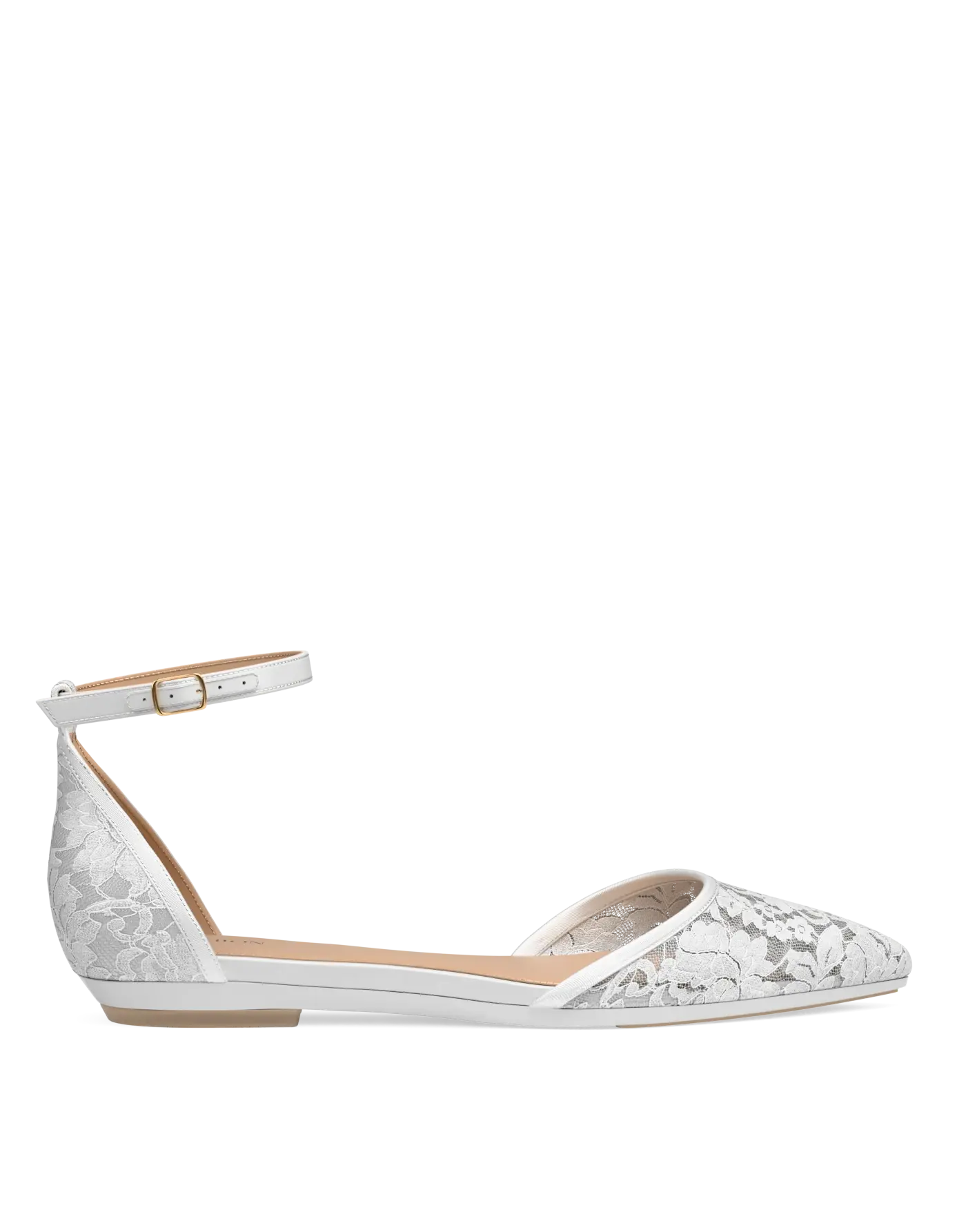 Diana D'Orsay - White Satin Lace Flat
