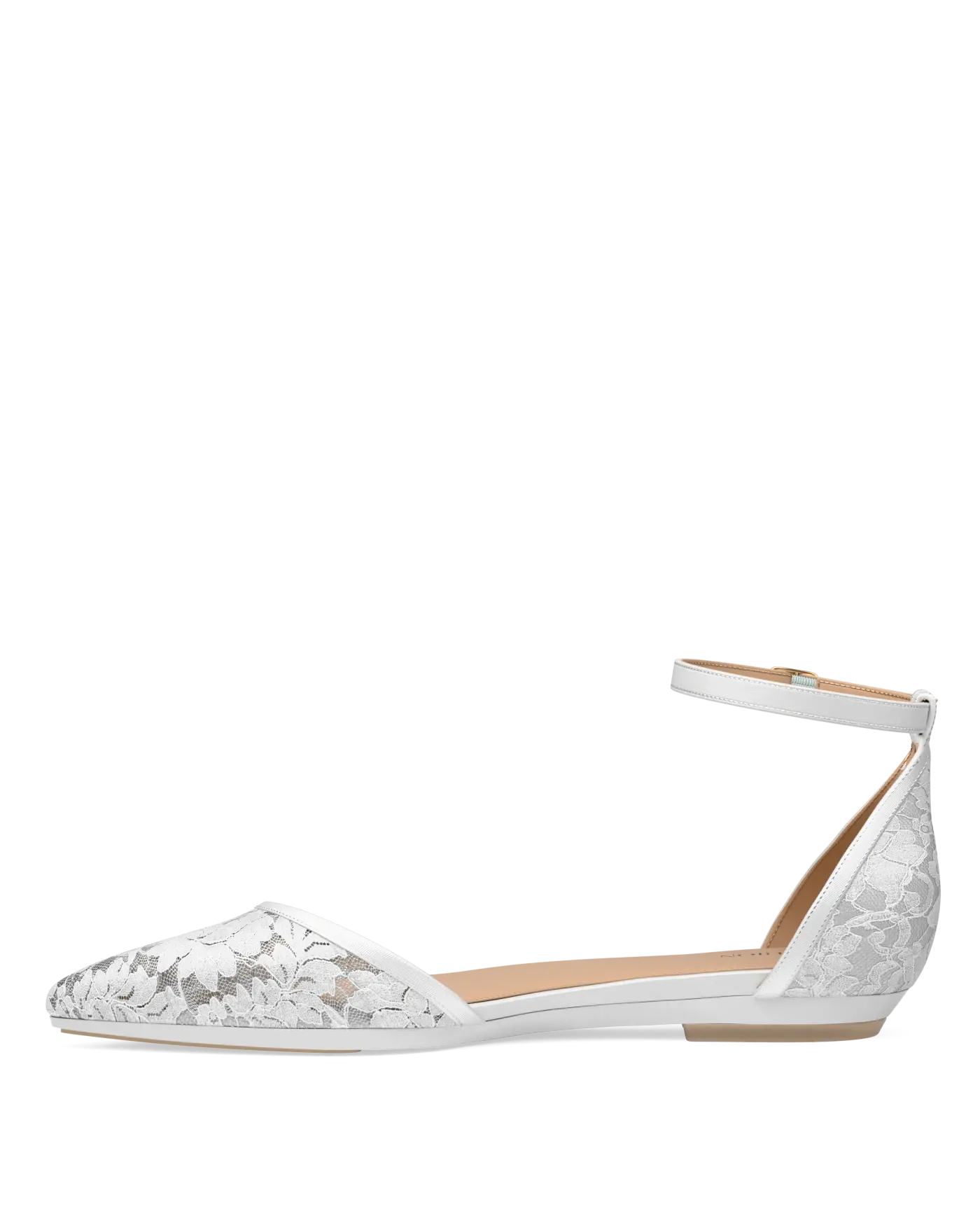Diana D'Orsay - White Satin Lace Flat