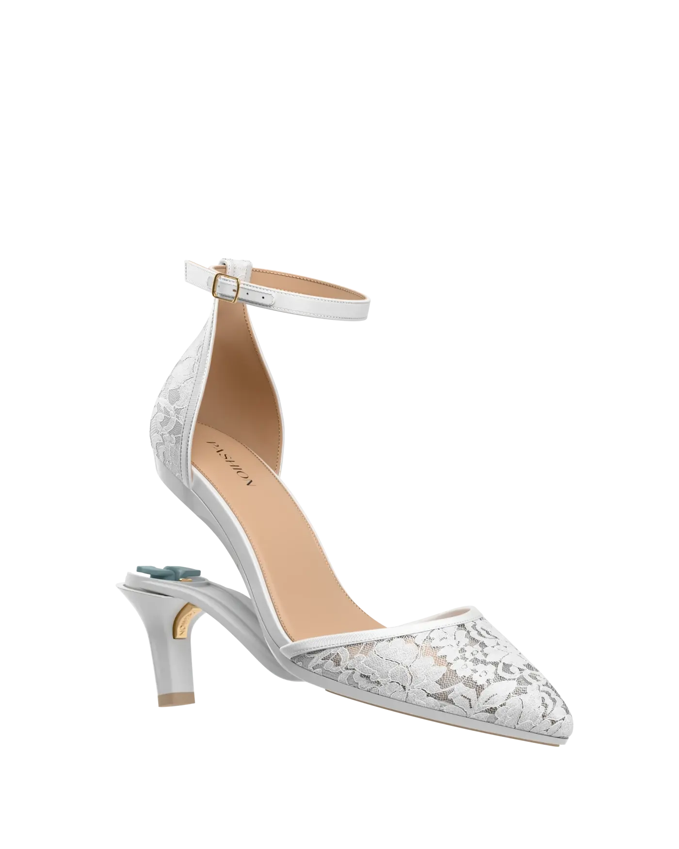 Diana D'Orsay - White Satin Lace + Stiletto Heel Kit 3 White