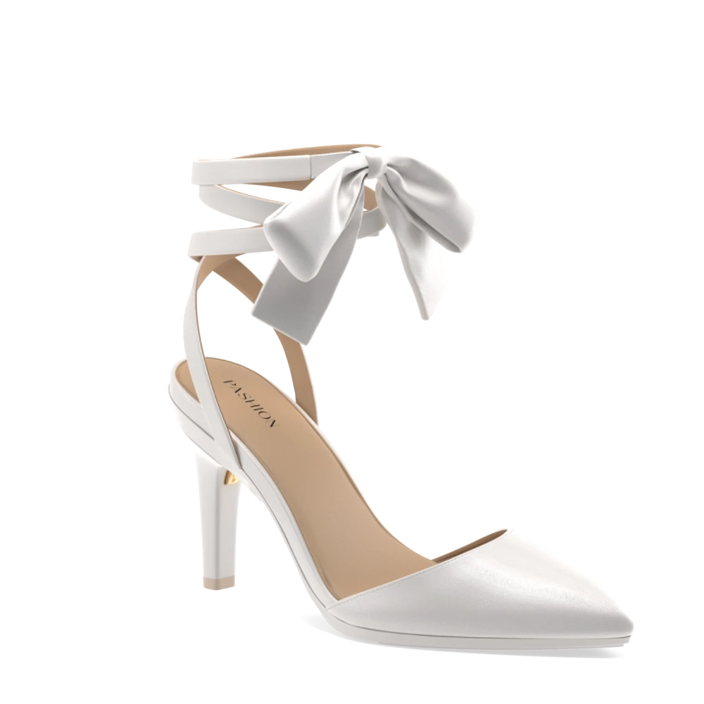 The D&#39;Orsay - White Satin Bow + Stiletto Heel Kit 4 White