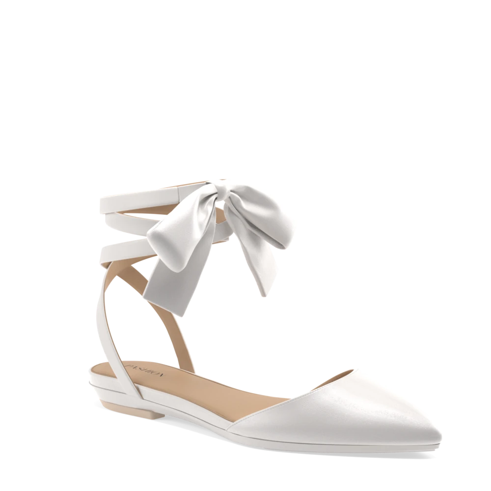 The D&#39;Orsay - White Satin Bow + Block Heel Kit 3 White