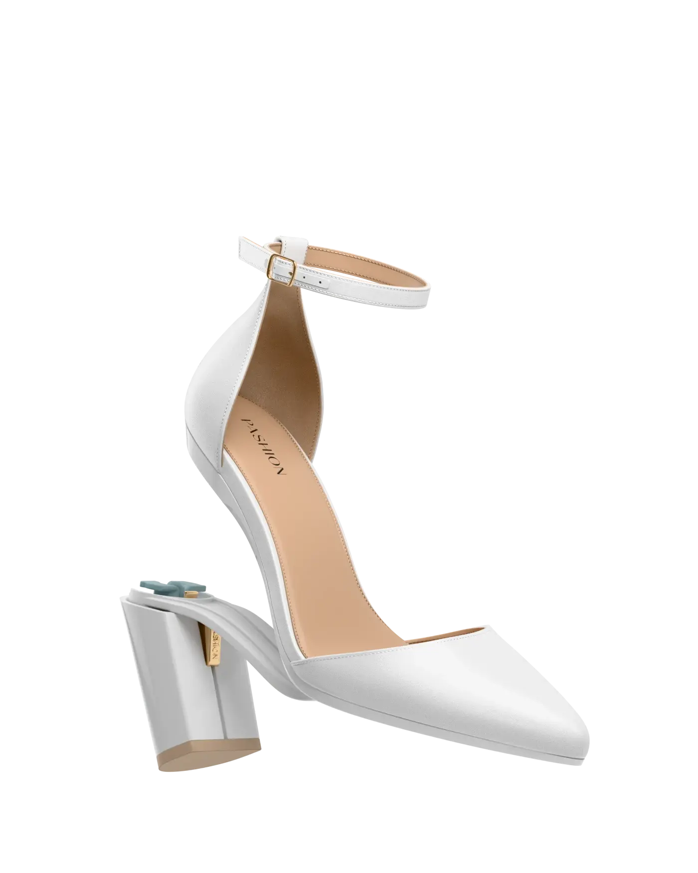 Diana D'Orsay - White Satin + Block Heel Kit 4 White