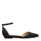 Diana D'Orsay - Coal Black Leather Flat