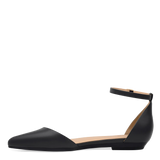 Diana D'Orsay - Coal Black Leather Flat