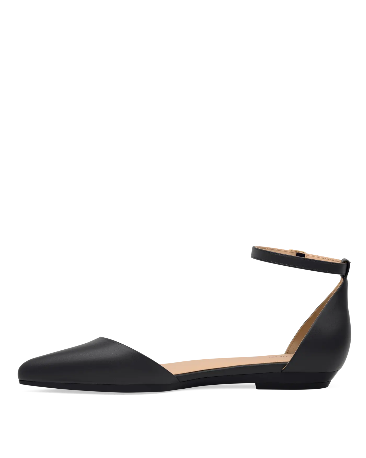 Diana D'Orsay - Coal Black Leather Flat