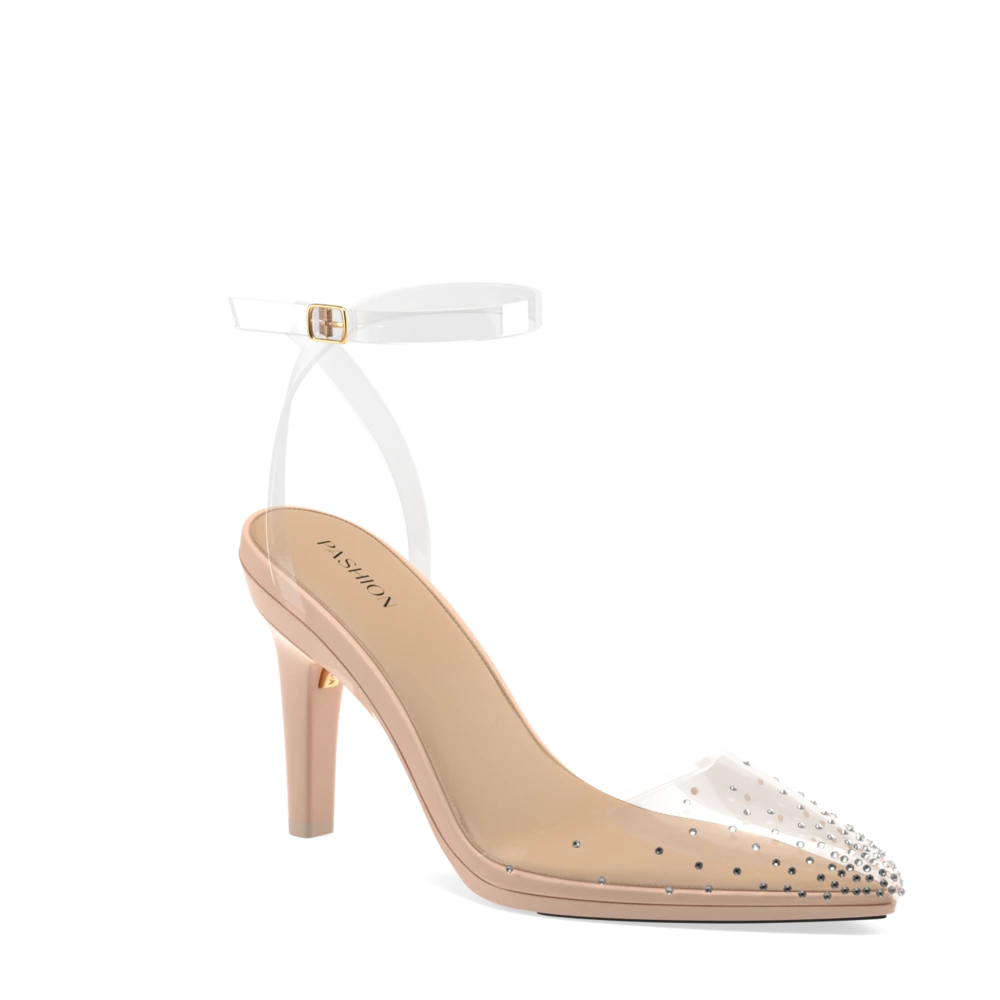 The D'Orsay - Sand Transparent Rhinestone + Stiletto Heel Kit 4 Sand