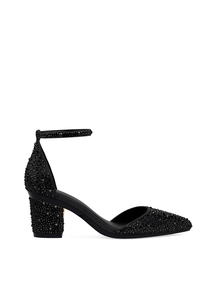 Block Heel Kit 3 Coal Mixed Rhinestone