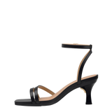 Emmy Sandal - Coal Black Leather 3 Flare Stiletto