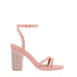 Block Heel Kit 4 Blush Pearl Drop shown on the Emmy Blush Patent upper. Pashion convertible heels go from heel to flat and are customizable with interchangeable heel kits.