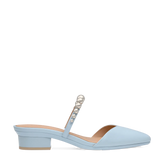 Evelyn Mule - Baby Blue Satin Pearl Flat