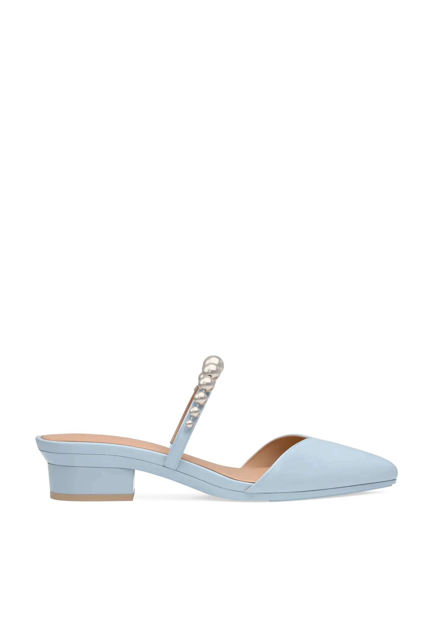 The Evelyn - Baby Blue Satin Pearl Flat