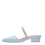 Evelyn Mule - Baby Blue Satin Pearl Flat