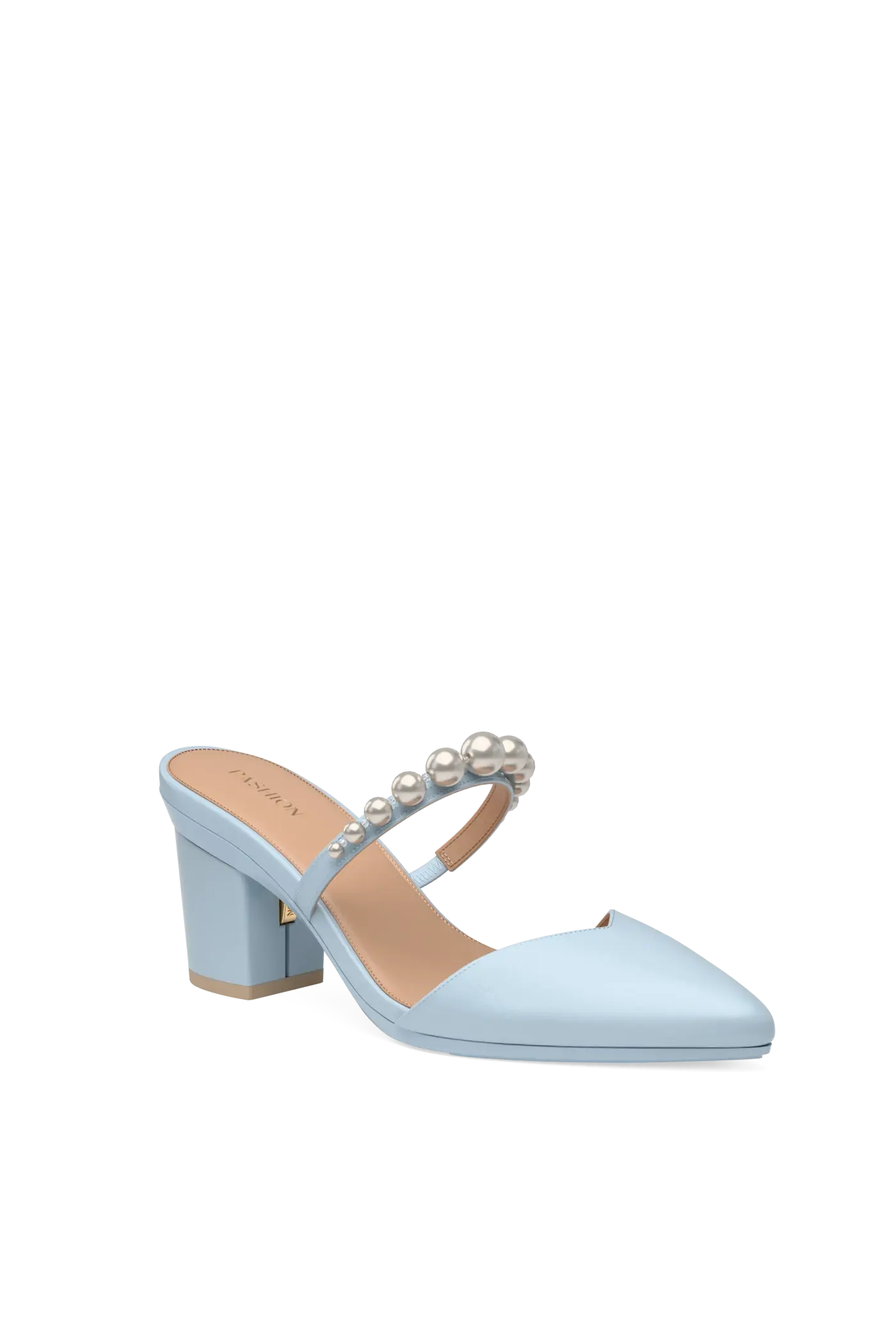 The Evelyn - Baby Blue Satin Pearl 3 Block