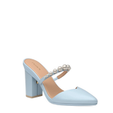 Evelyn Mule - Baby Blue Satin Pearl 4 Block
