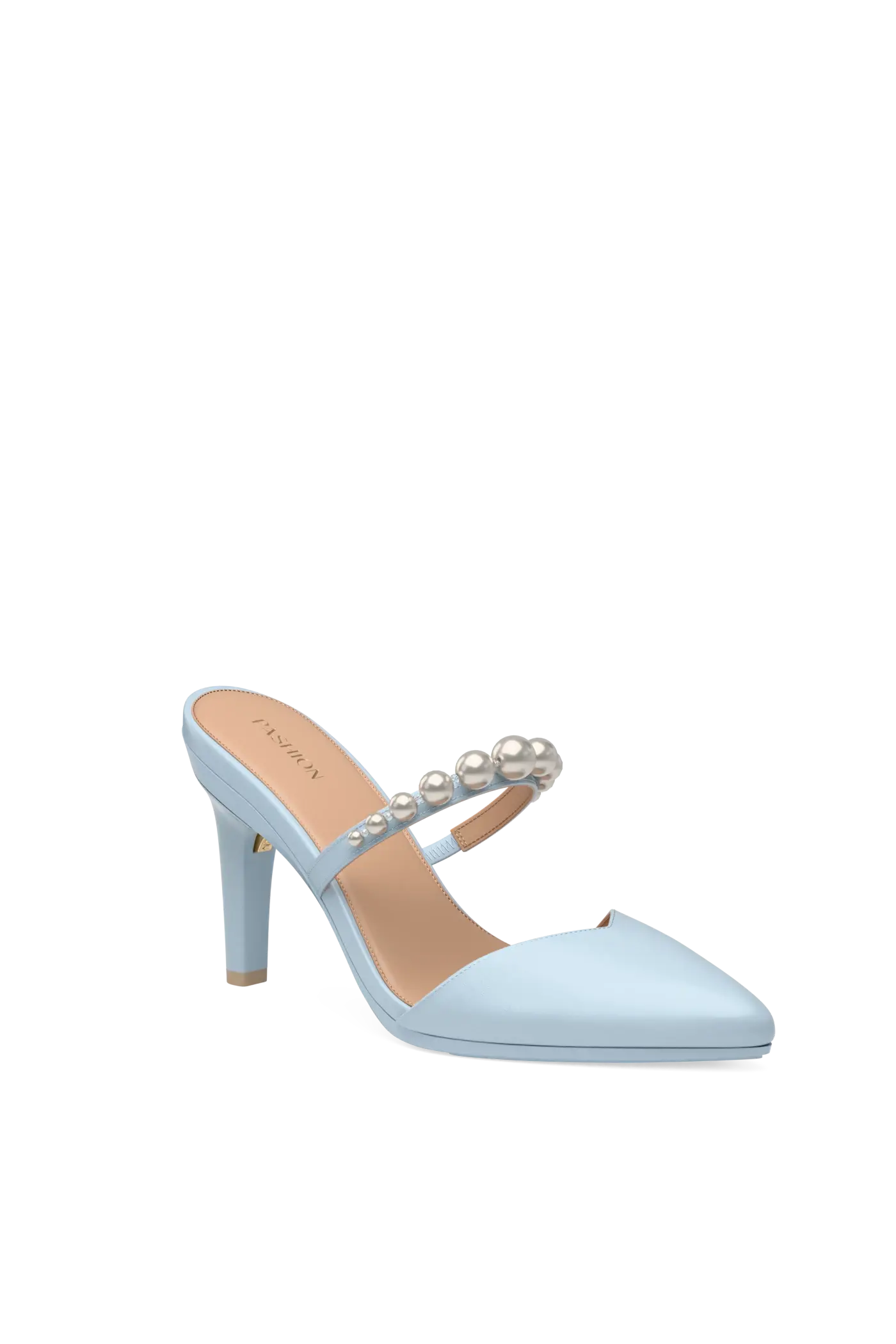 The Evelyn - Baby Blue Satin Pearl 4 Stiletto