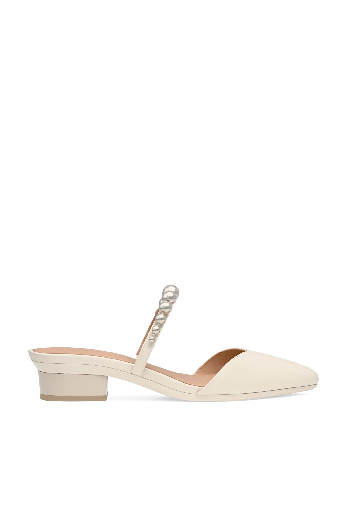 The Evelyn - Ivory Satin Pearl Flat