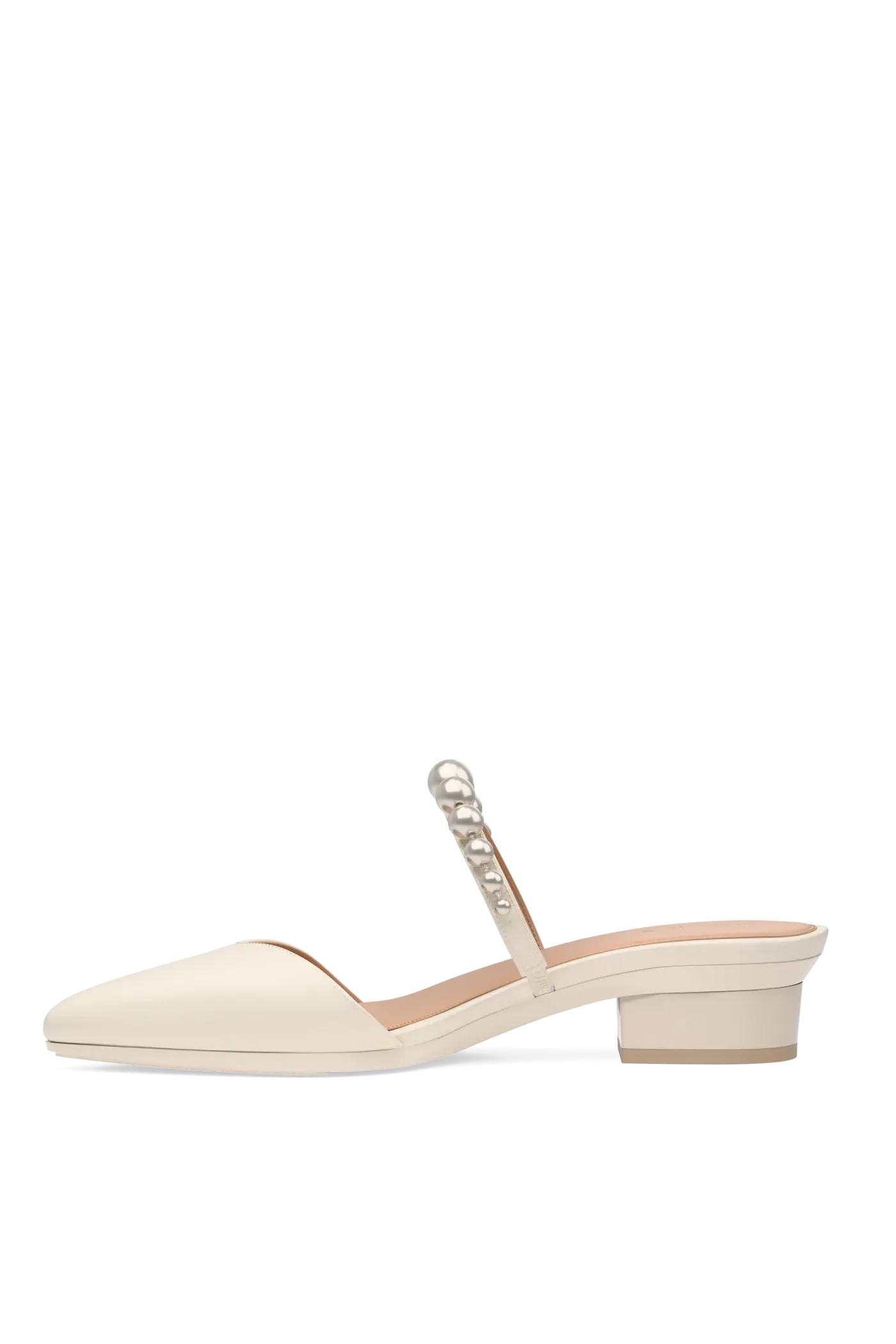 The Evelyn - Ivory Satin Pearl Flat