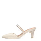 Evelyn Mule - Ivory Satin Pearl 3 Stiletto