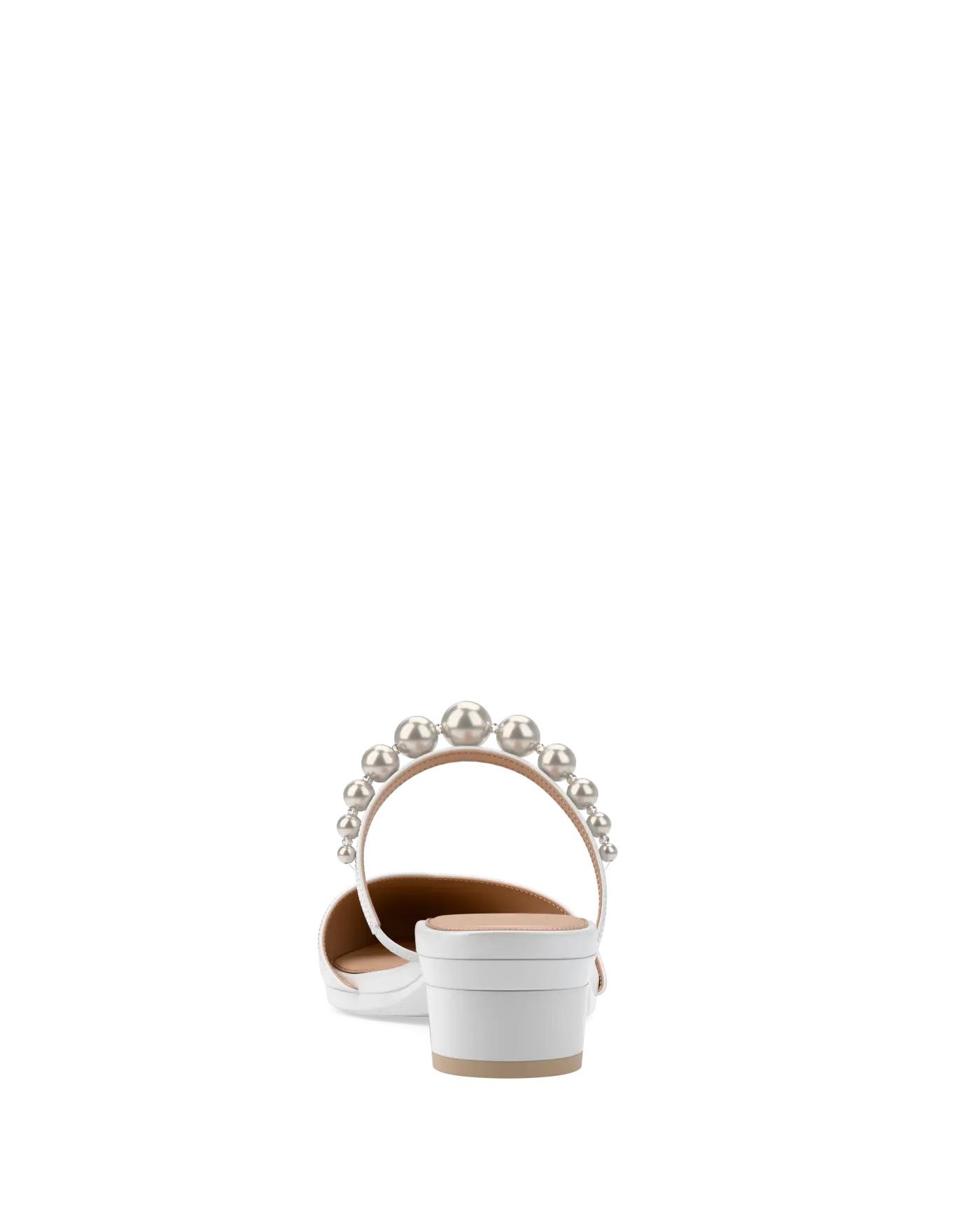 Evelyn Mule - White Satin Pearl Flat
