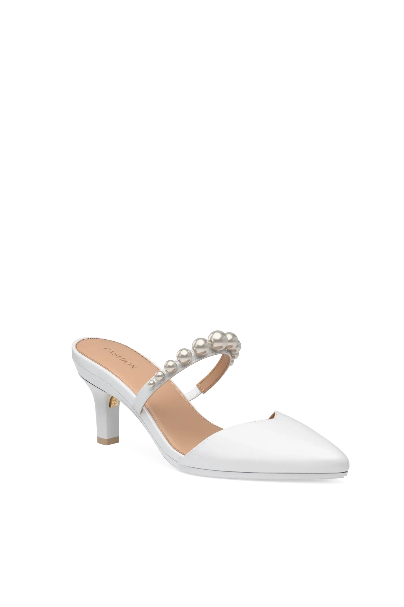 The Evelyn - White Satin Pearl 3 Stiletto