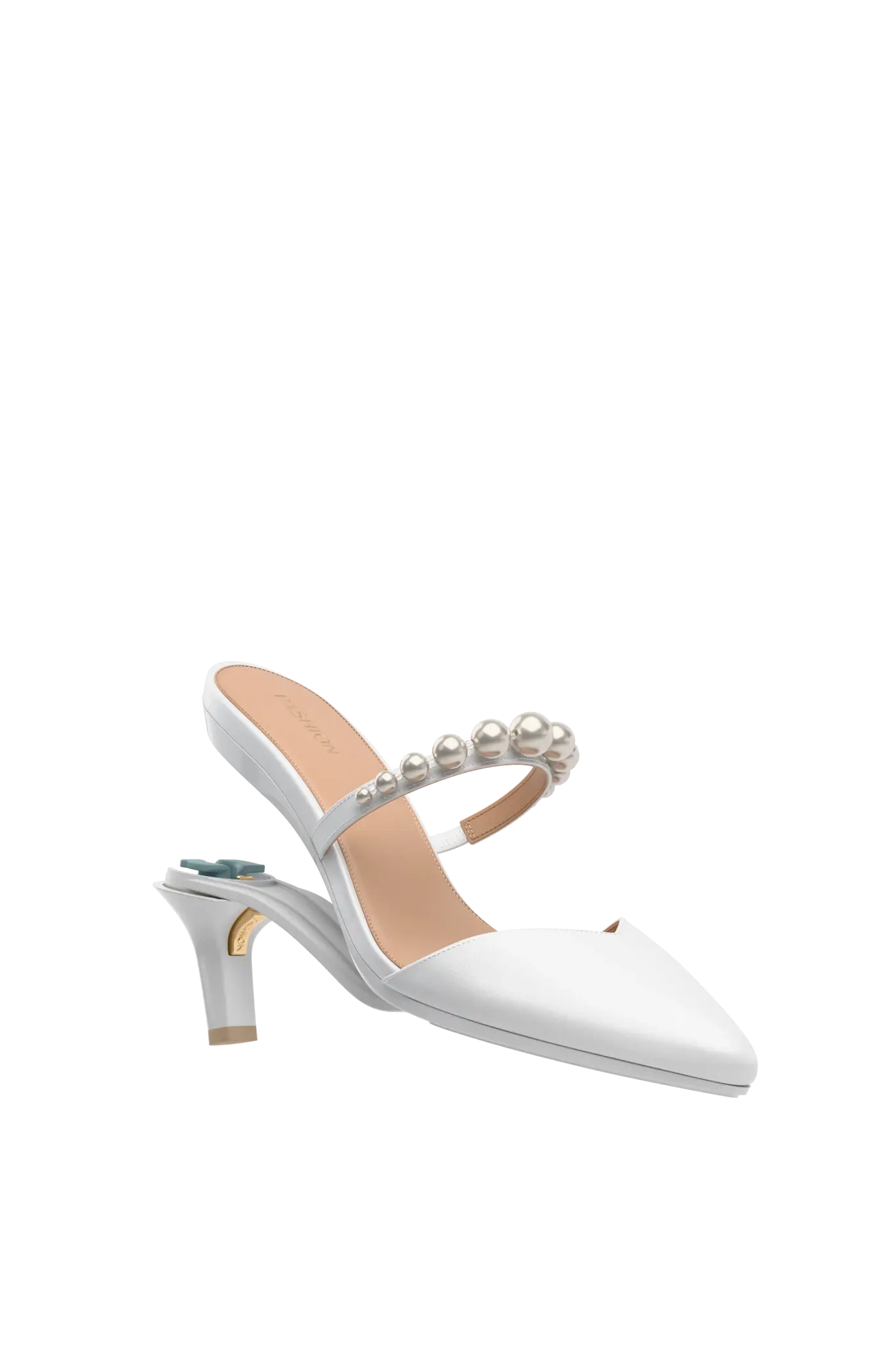 The Evelyn - White Satin Pearl Flat