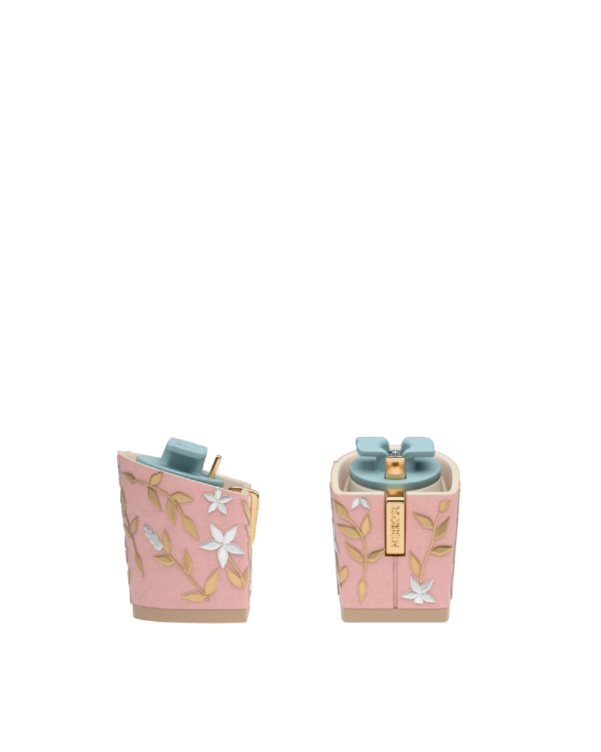 Block Heel Kit 3 Blush Gold Floral Embroidery, 3-inch interchangeable block heel. Pashion convertible heels go from heel to flat and are customizable with interchangeable heel kits.