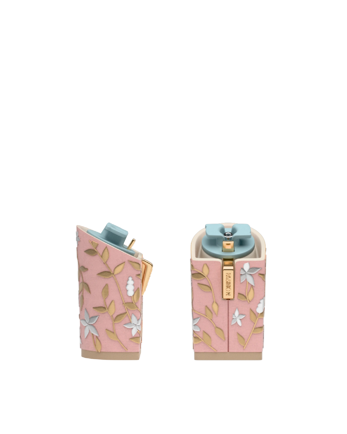 Block Heel Kit 4 Blush Gold Floral Embroidery, 4-inch interchangeable block heel. Pashion convertible heels go from heel to flat and are customizable with interchangeable heel kits.
