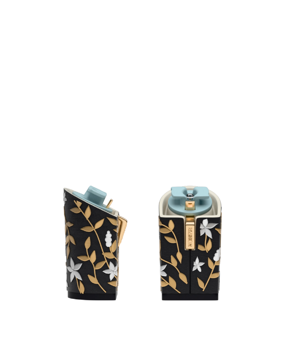 Block Heel Kit 4 Coal Gold Floral Embroidery, 4-inch interchangeable block heel. Pashion convertible heels go from heel to flat and are customizable with interchangeable heel kits.