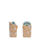 Block Heel Kit 4 Sand Gold Floral Embroidery, 4-inch interchangeable block heel. Pashion convertible heels go from heel to flat and are customizable with interchangeable heel kits.