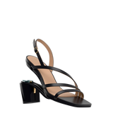 Gia Sandal - Coal Black Leather 3 Block
