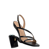 Gia Sandal - Coal Black Leather 4 Block