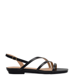 Gia Sandal - Coal Black Leather Flat