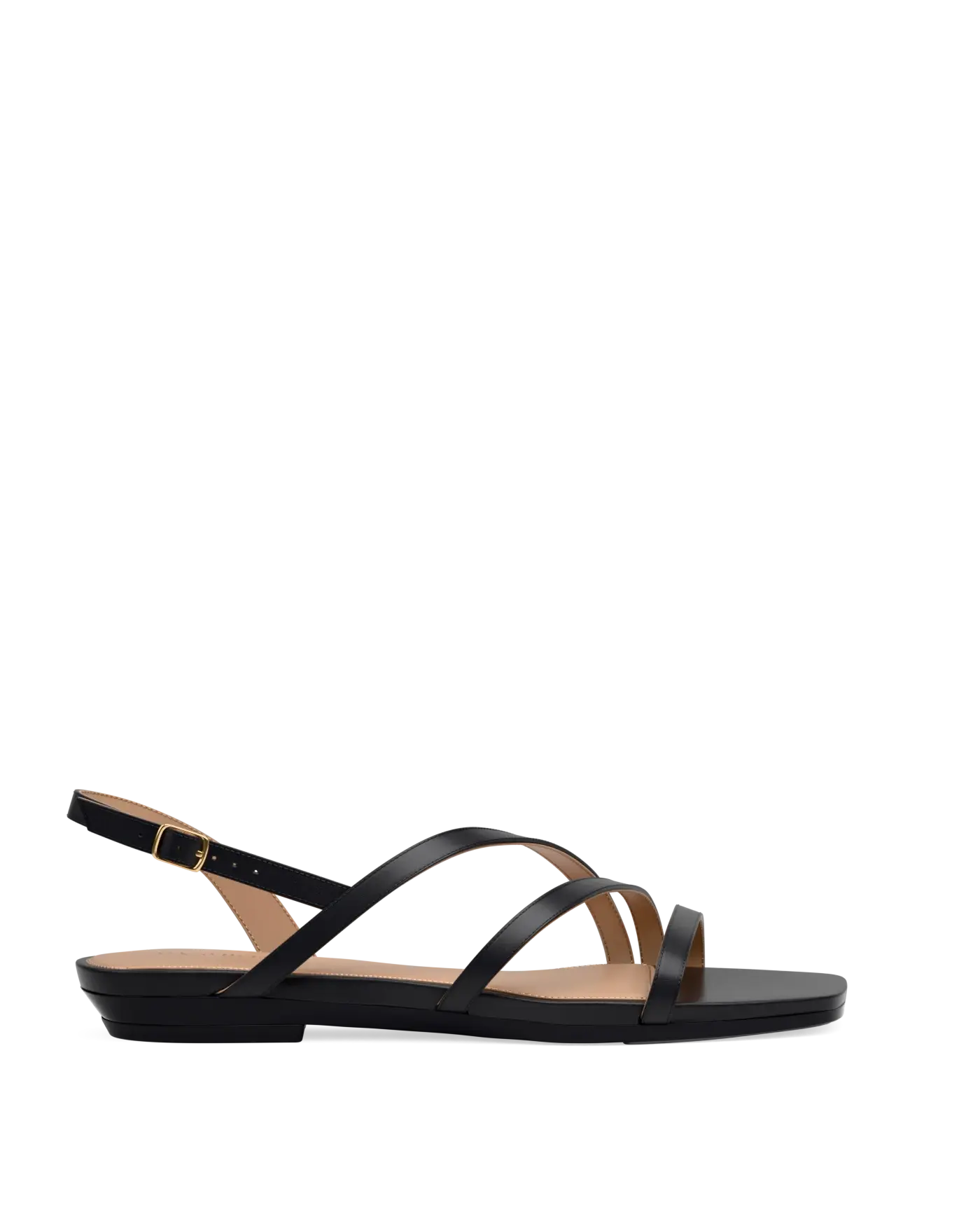 Gia Sandal - Coal Black Leather Flat