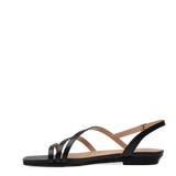 Gia Sandal - Coal Black Leather Flat