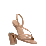 Gia Sandal - Latte Leather Flat